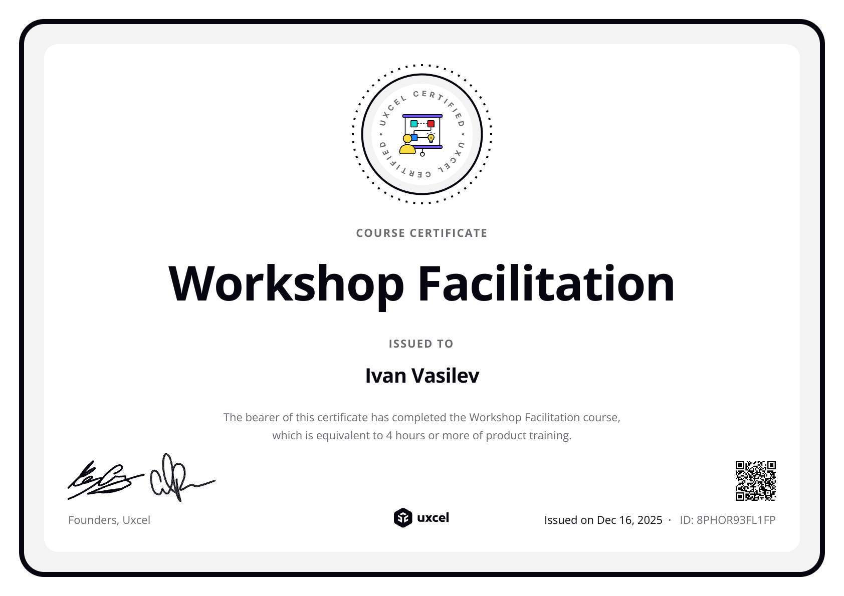 Ivan Vasilev's certificate